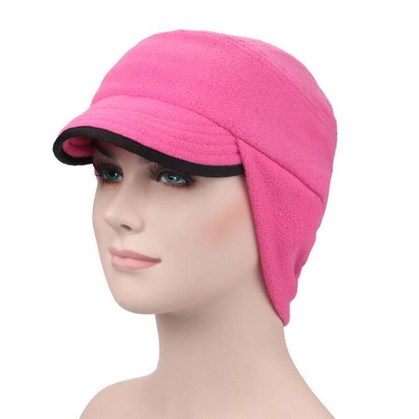 

outdoor hats ckahsbi women mens winter hat warm windproof ear flaps hiking caps fuchsia fleece pink black mask, Black;white