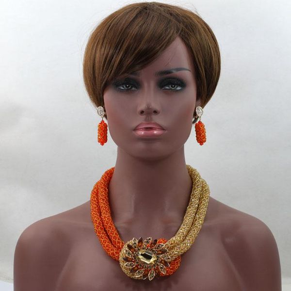 

earrings & necklace amazing champagne&gold bridal costume jewelry set famous fashion for african sets large stock hx360, Silver