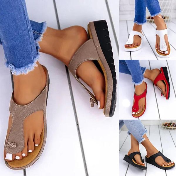 

women's sandals slippers summer casual shoes pu comfy thong slip on flats wedge beach platform leisure flip flops, Black