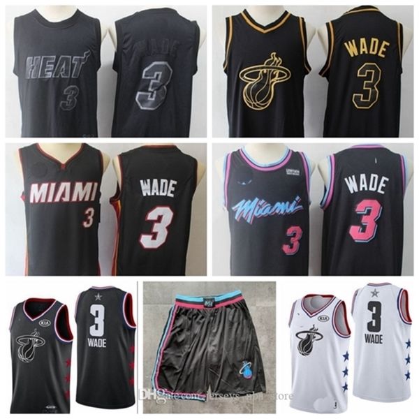

09dwyane wade jerseys 2019 men city 2020 edition blue basketball shorts, Black