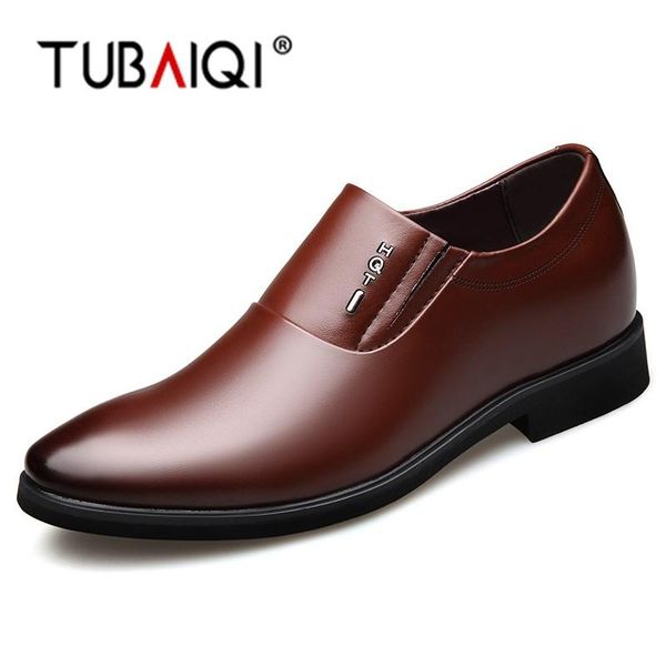 

dress shoes autumn men formal wedding leather luxury business for men's casual increase height 6cm fashion, Black