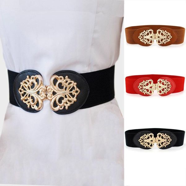 

belts wide for women all-match nylon elastic waist belt lady metal buckle waistbandovercoat skirt cummerbund decoration, Black;brown