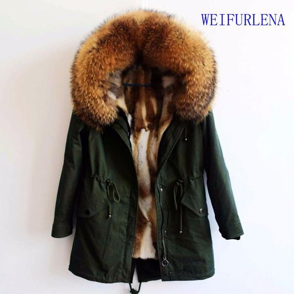 

women's fur & faux 2021 90cm fashion real lining winter jacket coat natural collar hooded long parkas outwear dhl, Black