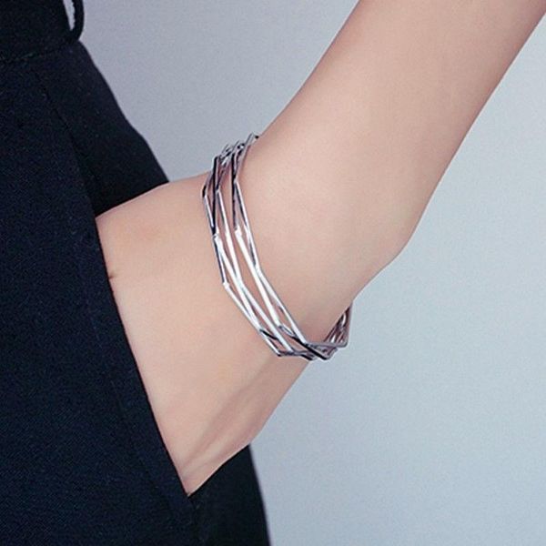 

bangle trendy hollow out silver for women jewelry, Black