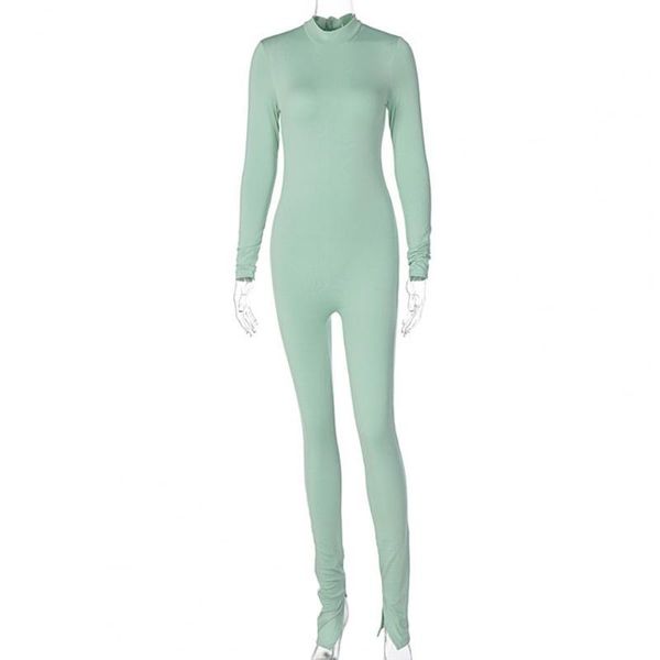

autumn women long sleeve turtle neck stripe split sport jumpsuit skinny overall women's jumpsuits & rompers, Black;white