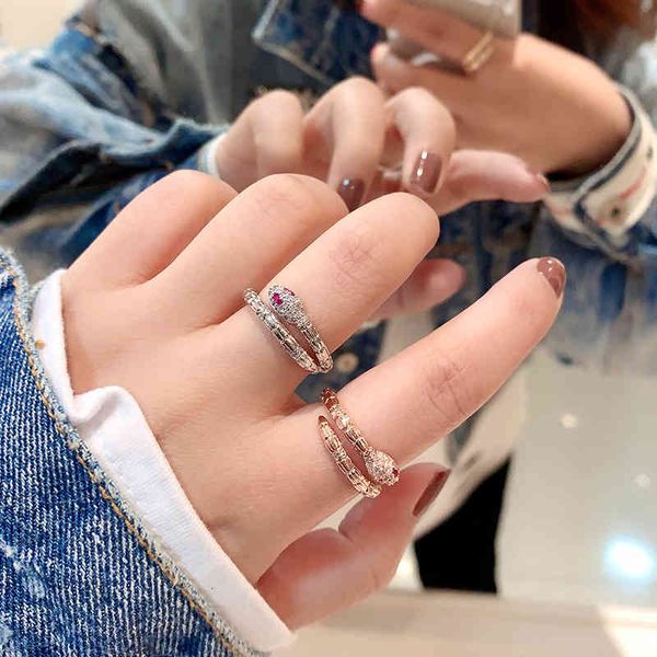 

Ring Cold Wind Snake Female Fashion Personality Ins Net Red Minority Design Joint Index Finger, Silver