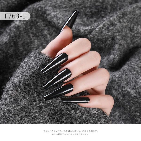 

false nails ins long ballerina fake art nail patch can be detachable 24 pieces of finished patches, Red;gold