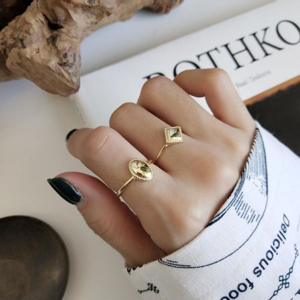 

cluster rings 1pc creative design exquisite 100% authentic s925 sterling silver oval/ rhombus /weave braid ring fine jewelry j187, Golden;silver