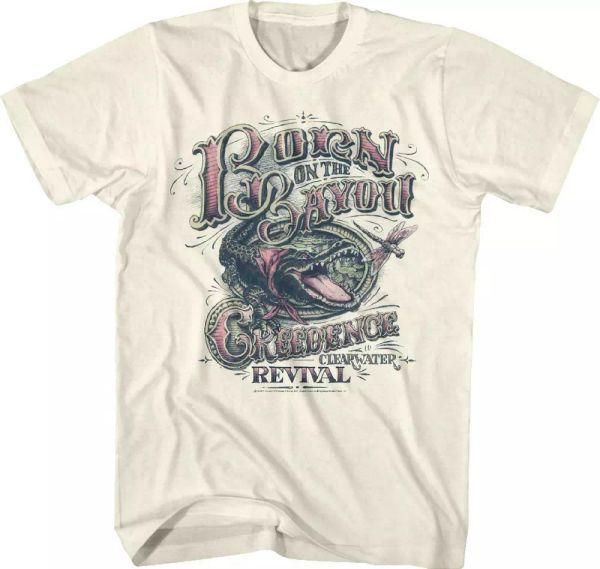 

creedence clearwater revival born on bayou t shirt mens licensed vintage white, White;black