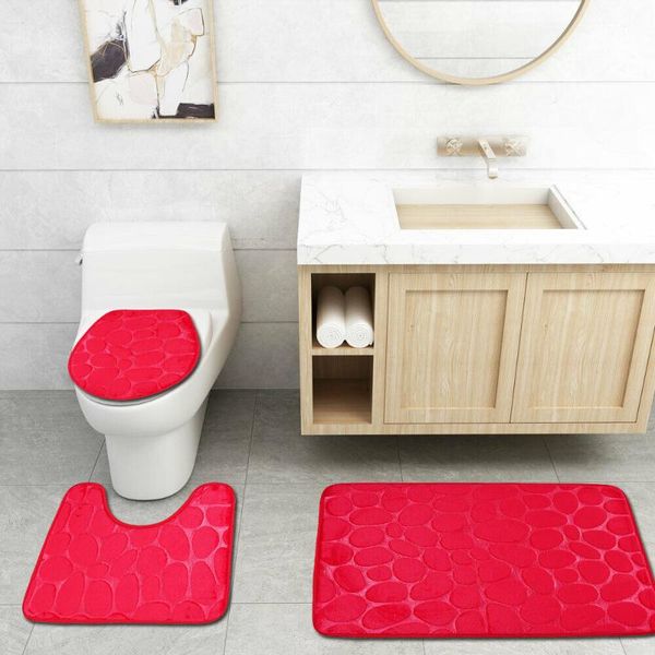 

bath mats 3pcs /set bathroom mat rug non slip push toilet seat lid cover