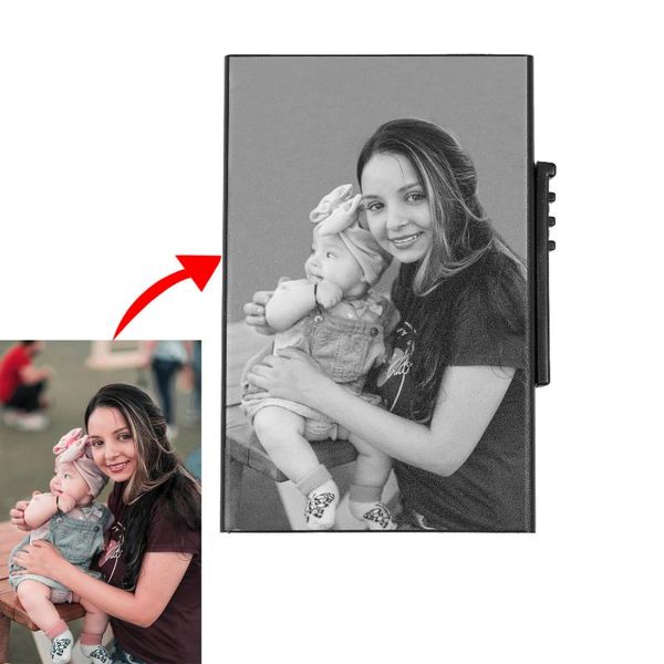 

card holders thin business case holder metal bank check sleeve special mother's day gift personalized po, Brown;gray