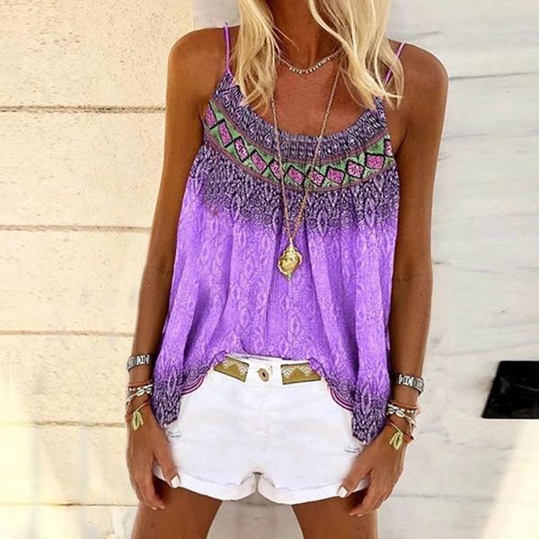 

40# t-shirt female personalized vintage print t-shirts vest round neck suspender spaghetti strap t shirt ropa mujer women's, White