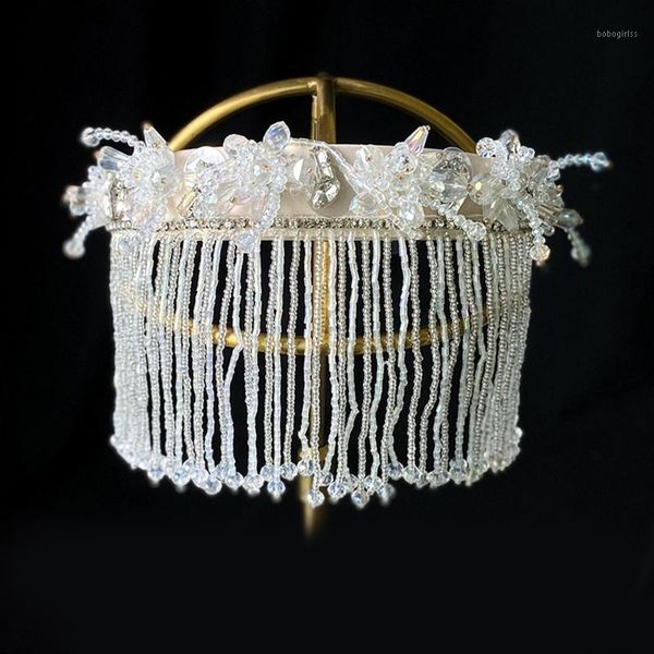 

bridal wedding jewelry chain headband crystal fringe tassels forehead hair hoop x7yc1