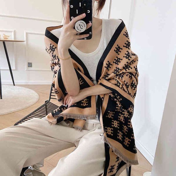 

70% off design scarf korean autumn and winter double-sided long thickened cashmere women's summer office air conditioning room warm clo, Blue;gray