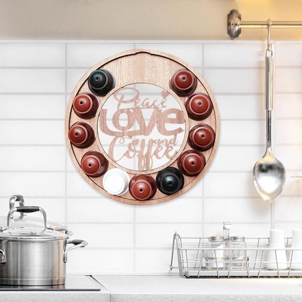 

kitchen storage & organization coffee holder stand wood magnetic plate round shelf display rack stainless steel tower