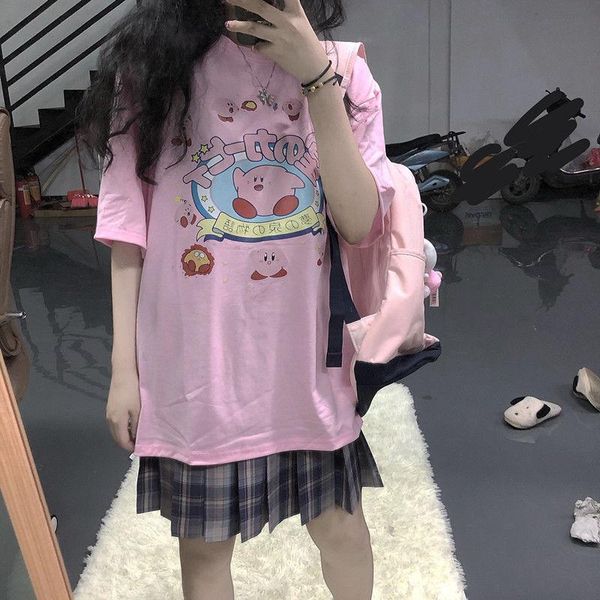 

women's t-shirt sweet girls cute cartoon japanese streetwear harajuku pink fun kawaii casual ulzzang vintage loose chic summer women, White
