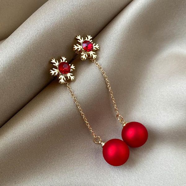 

stud fashion flowers crystal earrings for women pearl cherry rhinestone red earring girls party christmas jewelry gifts, Golden;silver
