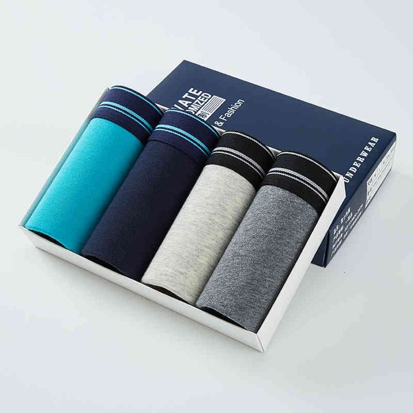 

panties 4pcs/lot cotton male men's underwear boxers breathable man boxer solid underpants comfortable shorts, Black;white