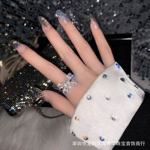 

bow ring celebrity imitates light luxury, heteromorphic minority's open ring, exquisite closed-end nightclub explodes, Silver