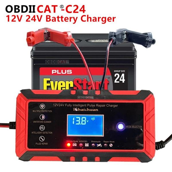 

code readers & scan tools obdiicat-c24 12v 24v auto fast charging tool kit ac 110v-240v agm gel wet lead acid repair intelligent car battery
