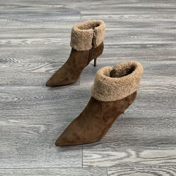 

boots arrival women ankle boots thin high heels pointed to elegant brown toe black casual female shoes size eua 3-13 r3l3