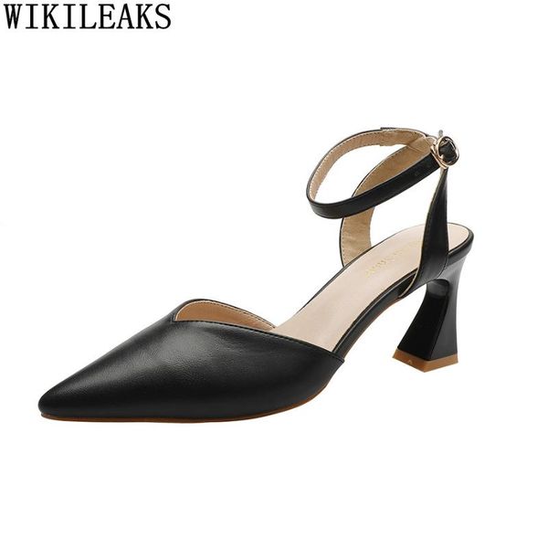 

sandals mary jane shoes high heels women ladies and summer 2021 woman pumps zapato mujer, Black
