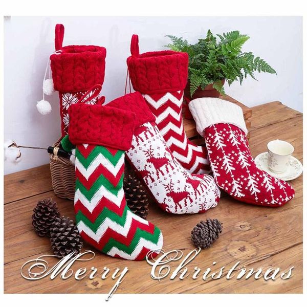 

christmas decorations knitted socks stockings children's gift bags for home