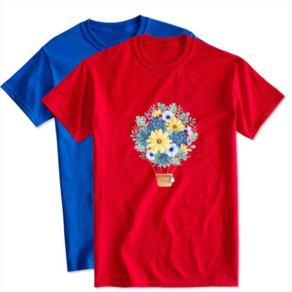 

aesthetic air balloon composed of women t shirt flowers various colors graphic streetwear letter, White