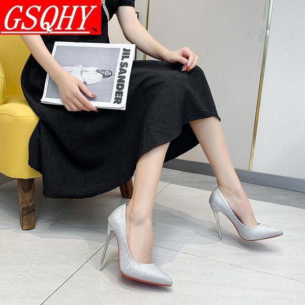 

dress shoes women high heels super heel pointed shiny stiletto wedding elegant party plus size, Black