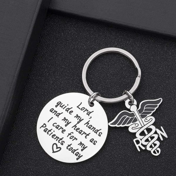 

10pieces/lot nurse prayer keychain gift for nursing school graduate lord guide my hands keyring gift for medical students, Silver