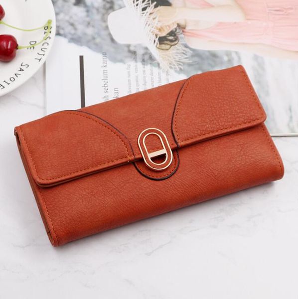 

factory wholesale leathers shoulder bag simple wild folding long wallets street fashion buckle women wallet multifunctional thickened leathe, Red;black