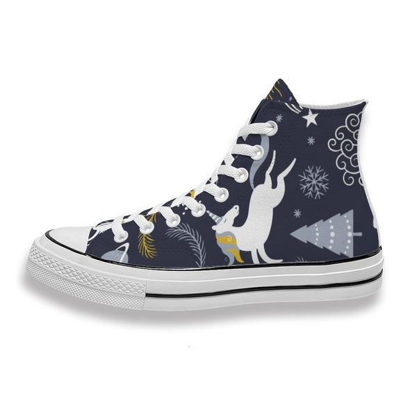 

custom printed unicorn rainbow merry christmas tree sneakers high mens womens running shoes skateboard diy trainers canvas casual