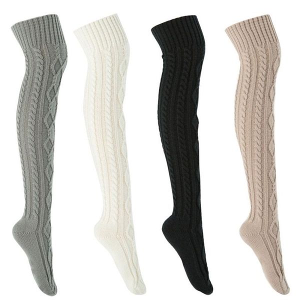 Meias de malha longas mulheres de Natal para meninas senhoras mulheres de inverno mochila meias coxa sobre as meias no joelho 211221