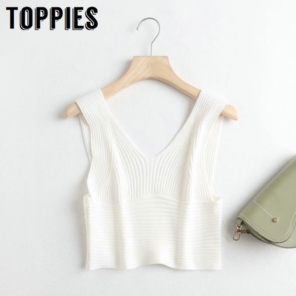 

ies summer knit white crop women corset v neck slim shirt shirts 210412