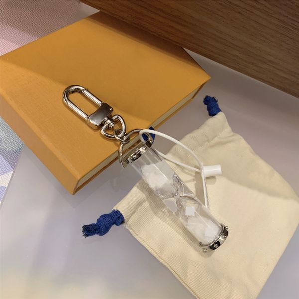 

transparent acrylic hourglass keychain accessories fashion key chain keychains buckle for men women hanging decoration with retail box ysk06, Silver
