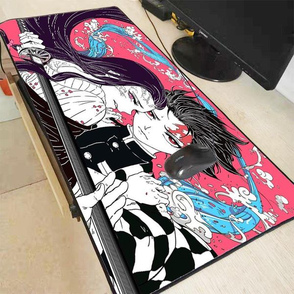 

mouse pads & wrist rests xgz anime demon slayer kimetsu no yaiba large gaming locking edge pad keyboard desk mat table gamer mousepad xxl