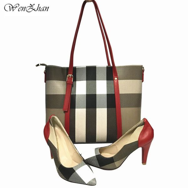 

striped style women soft pumps shoes match big handbag sets,woman pointed toe luxury designer with bag 36-43 dress, Black