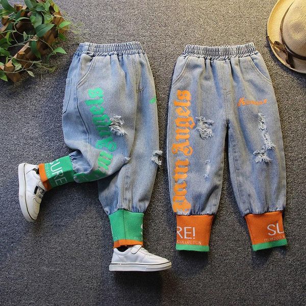 

jeans spring autumn boys baby clothes classic pants children denim clothing boy casual bowboy trousers 3-14y legs, Blue