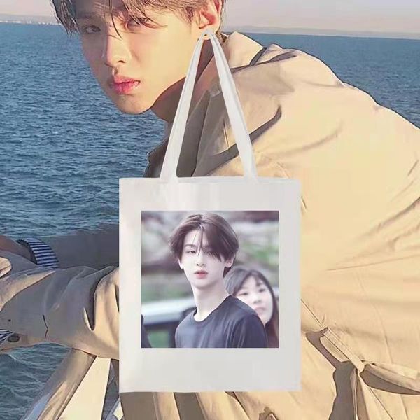 

storage bags nine percent huang minghao hd poster po white canvas bag student portable single shoulder shopping star cheer support