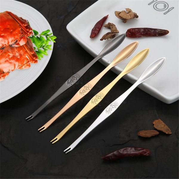 

stainless steel handy helper nutcracker needle fruit fork practical seafood crab lobster picks forks