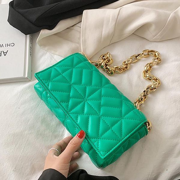

evening bags fashion shoulder bag 2021 solid color rhombic acrylic chain women underarm pu leather ladies handbags