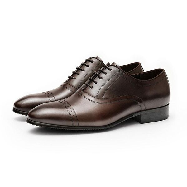 

dress shoes italy retro style mens brogue business formal classic pointed toe genuine leather oxford wedding men c44, Black