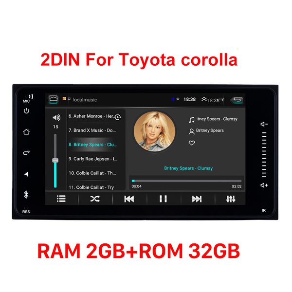 Android 10 2DIN Universal 200*100 mm Auto-DVD-Player für Toyota COROLLA Camry Land Cruiser HILUX GPS-Navigationsradio