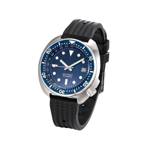 

wristwatches 316l stainless steel dark blue vintage 6105 japan nh35 automatic men watch, Slivery;brown