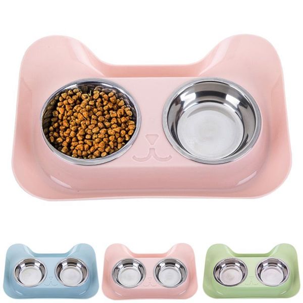 

dorakitten cat bowl creative pet double bowls stainless steel non-slip dog water feeder feeding supplies & feeders