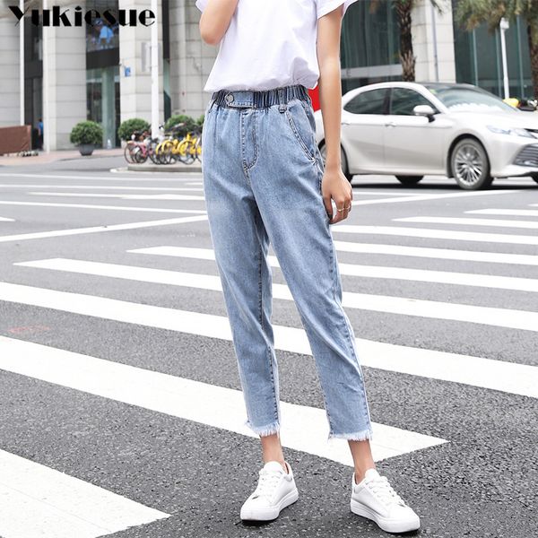 

vintage summer slim harem pants woman vintage high waist jeans womens ripped boyfriend loose cowboy jeans plus size 210519, Blue