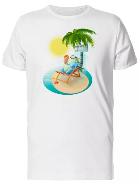 

snowman eating ice cream summer men's tee -image by shutterstock, White;black