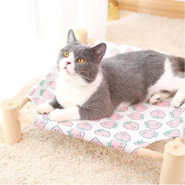 

cat beds & furniture wood hammock removable bed lounge house litter sleeping mat easy to remove and wash camp pet supplies
