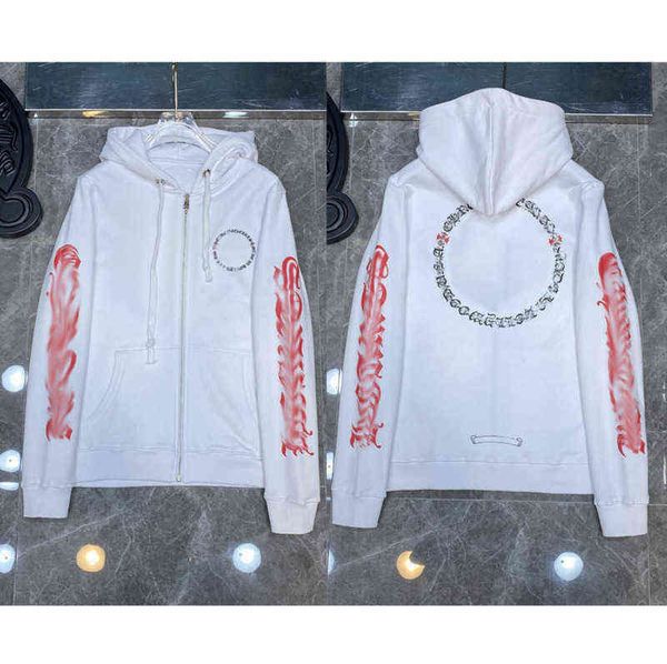 

luxury ch quality hoodie classic fashion brand zipper autumn winter sweatshirts designer men sweater horseshoe phantom cross print hooded wo, Black