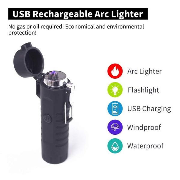 

flashlights torches electric lighter portable led flashligh for outdoor camping rechargeable usb gift